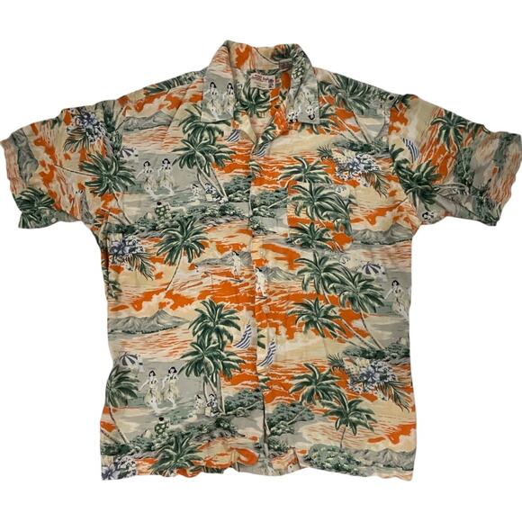 American Eagle Outfitters Size Med Hawaiian Shirt Collared Button Up Multi Color - Picture 1 of 7